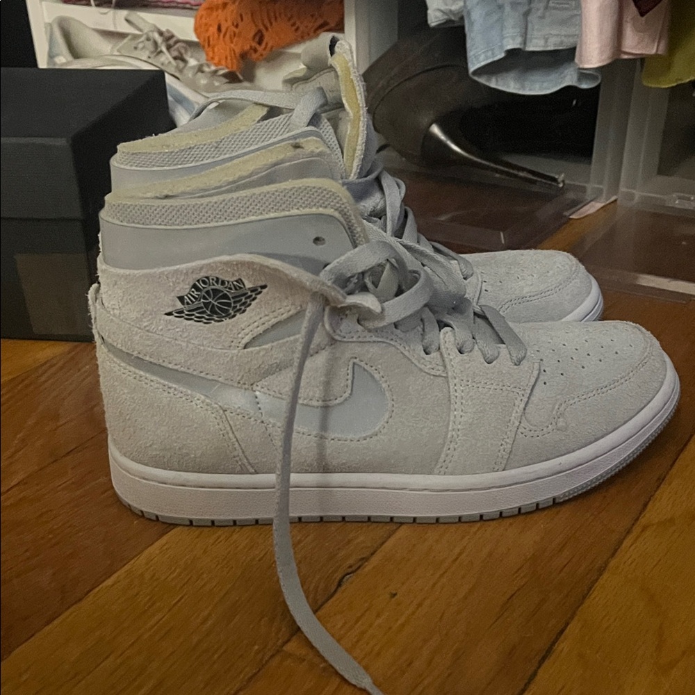 Jordan High-Top Sneakers in Light Gray Suede